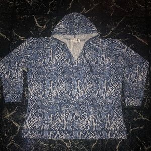 Cathy Daniels Hooded Snake Print Pullover Shirt XL